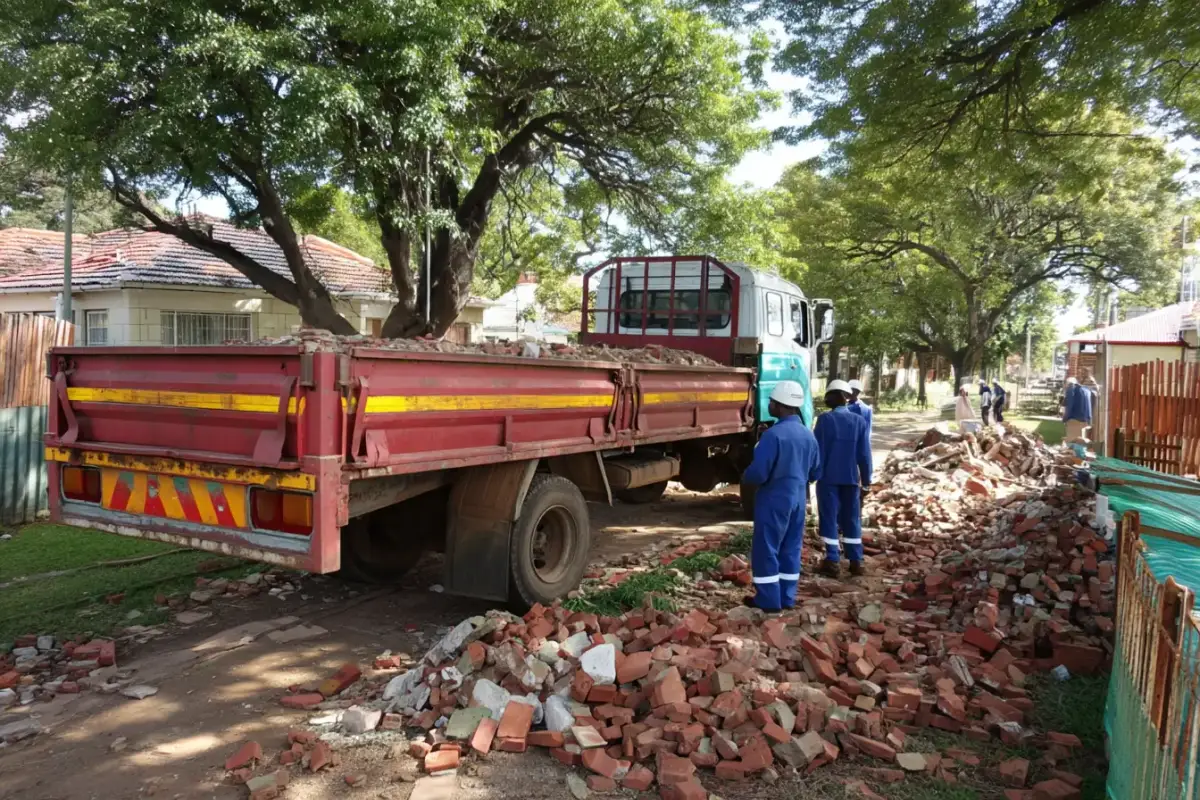 Rubble removal crew at work in Vanderbijlpark